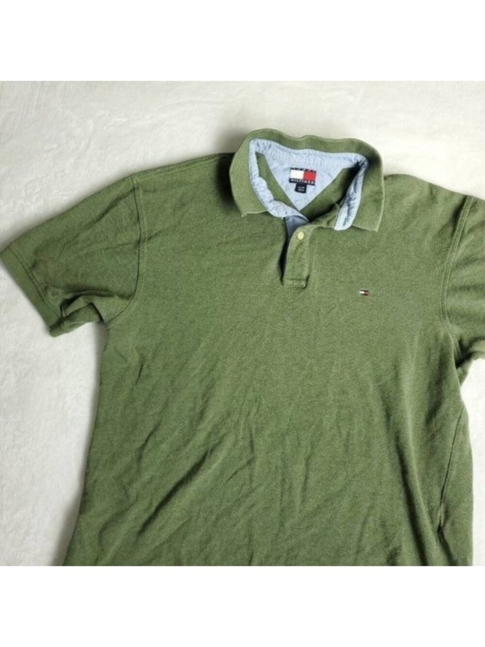 VINTAGE Tommy Hilfiger Polo Shirt Mens XL Green Cotton Short Sleeve 90s y2K - Picture 2 of 7